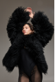 Women's black sheepskin coat made of natural llama